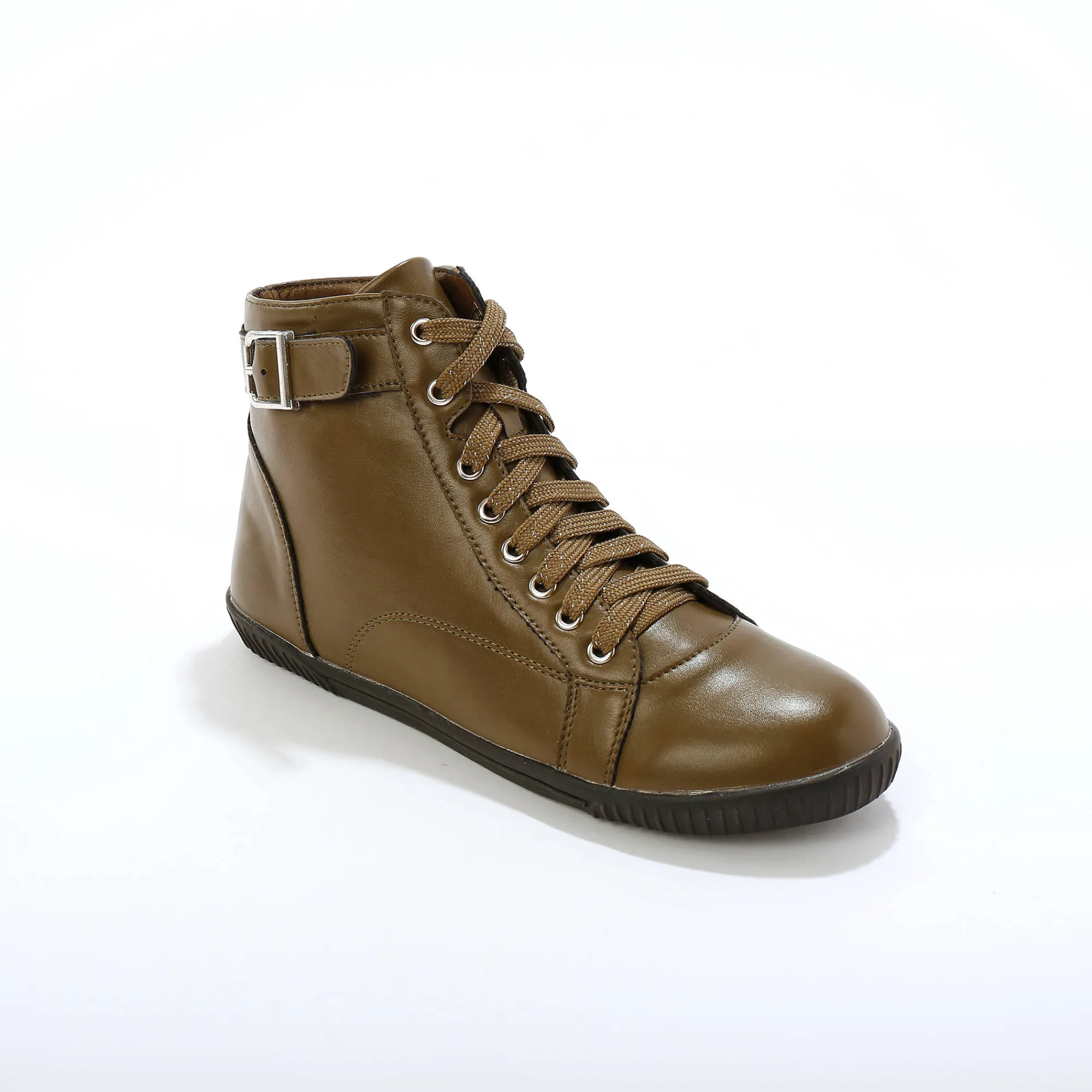Baskets En Sneakers|Schoenen<Blancheporte Sneakers met hoge schacht, rits en goudkleurige gesp kaki