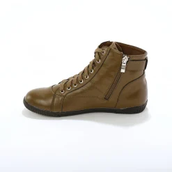 Baskets En Sneakers|Schoenen<Blancheporte Sneakers met hoge schacht, rits en goudkleurige gesp kaki