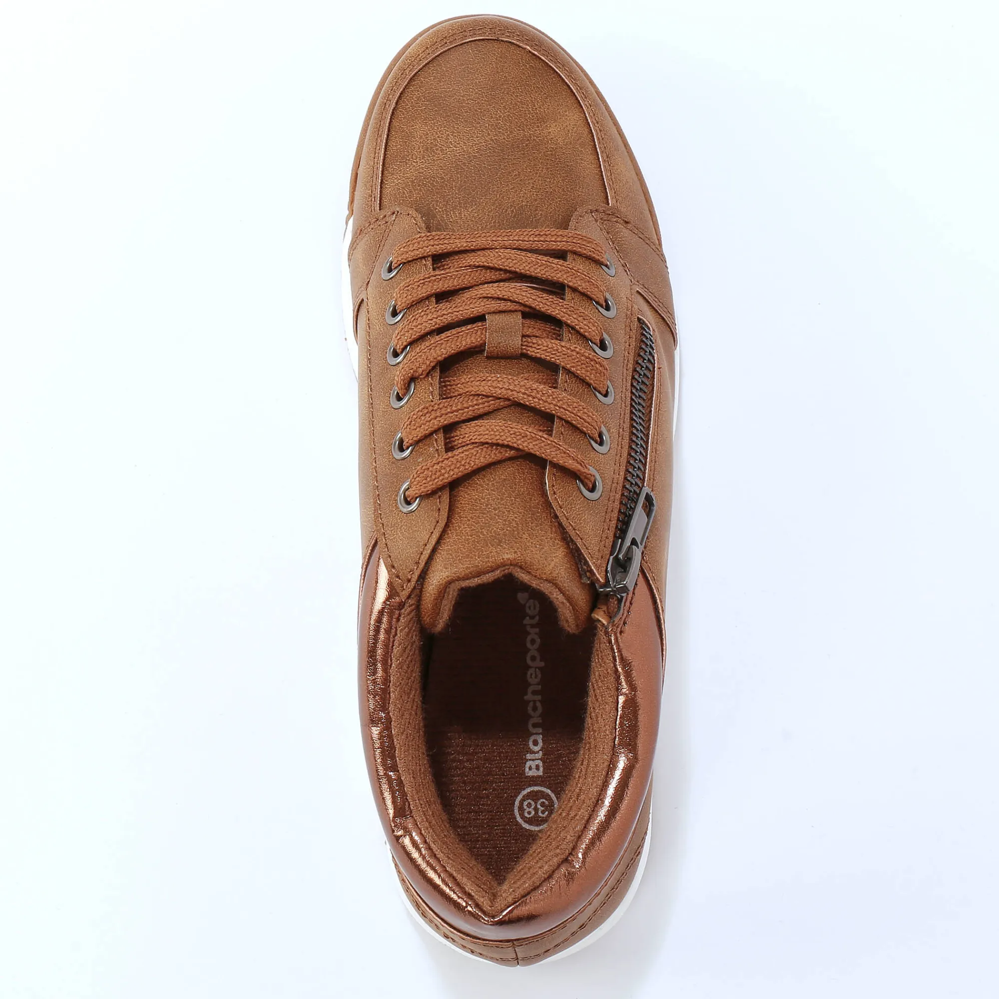 Baskets En Sneakers|Schoenen<Blancheporte Sneakers met lage schacht en veters bruin