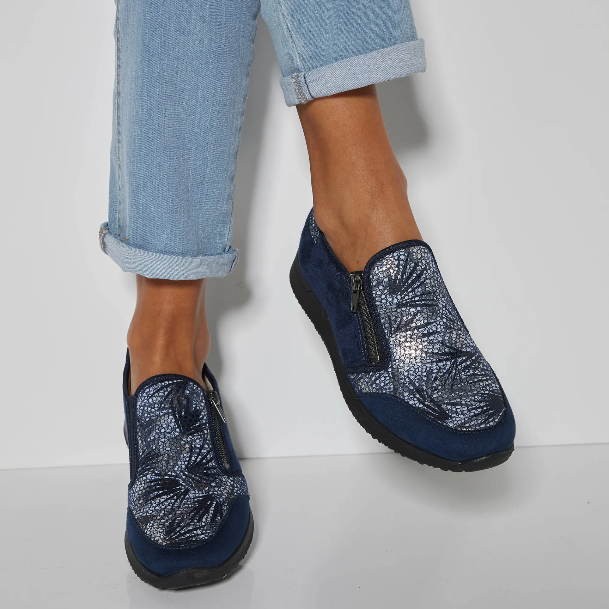 Baskets En Sneakers|Schoenen<Blancheporte Sneakers met rist, speciaal voor gevoelige voeten, in rekbaar materiaal marine