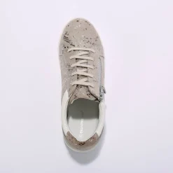 Baskets En Sneakers|Schoenen<Blancheporte Sneakers met rits, in geperforeerd leer GLANZEND BEIGE