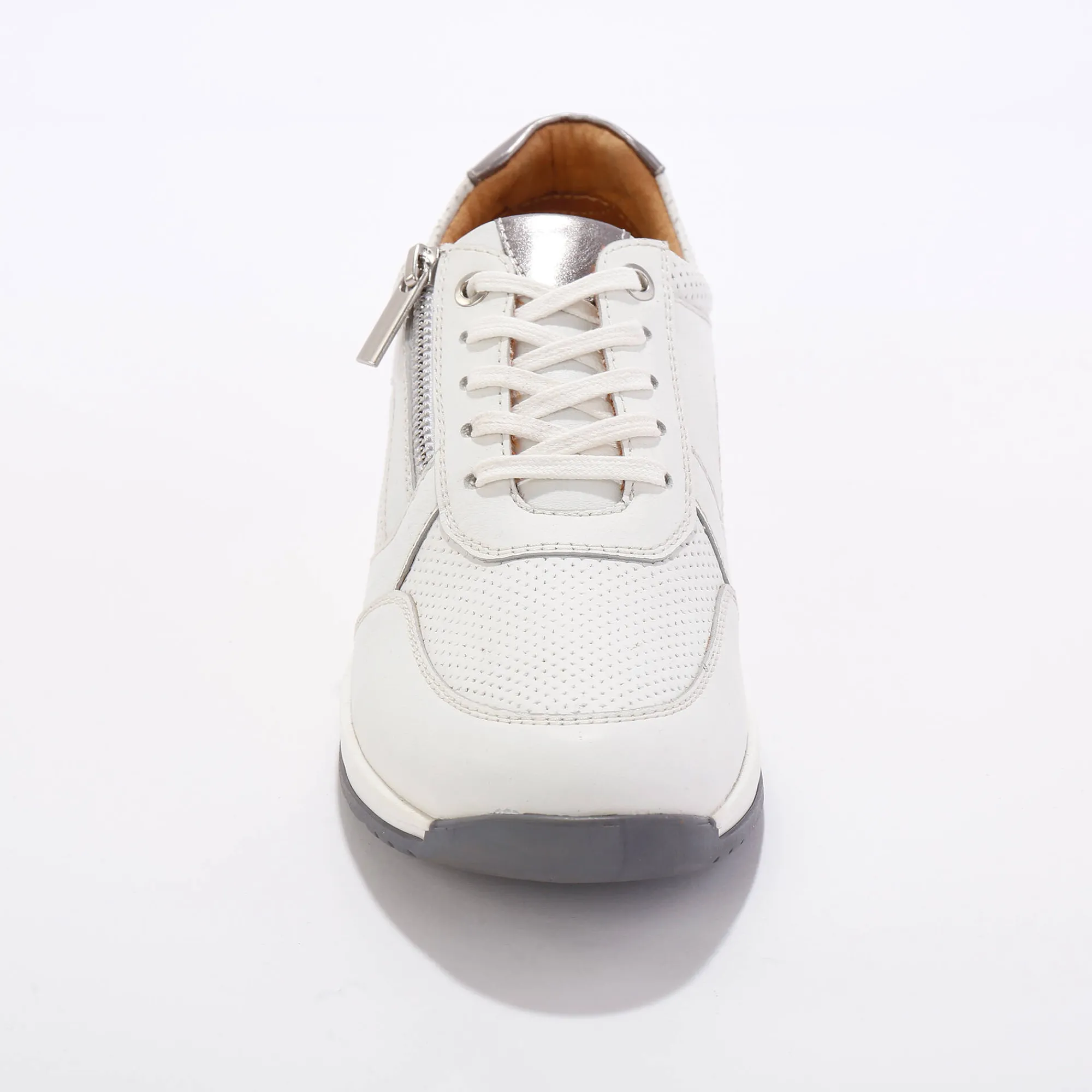 Baskets En Sneakers|Schoenen<Blancheporte Sneakers met rits, in soepel leer met zool in 2 materialen wit