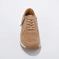 Baskets En Sneakers|Schoenen<Blancheporte Sneakers met rits, in soepel leer met zool in 2 materialen beige