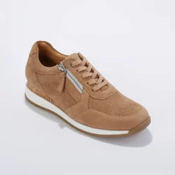 Baskets En Sneakers|Schoenen<Blancheporte Sneakers met rits, in soepel leer met zool in 2 materialen beige