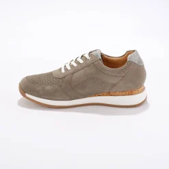 Baskets En Sneakers|Schoenen<Blancheporte Sneakers met rits, in soepel leer met zool in 2 materialen grijsgroen