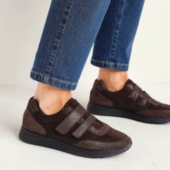 Baskets En Sneakers|Schoenen<Blancheporte Sneakers met scratchsluiting, in rekbaar materiaal, speciaal voor gevoelige voeten chocolade