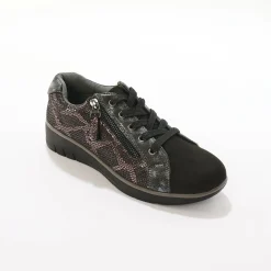 Baskets En Sneakers|Schoenen<Blancheporte Sneakers met sleehak, fantasiemotief en suedine zwart