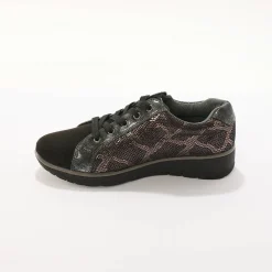 Baskets En Sneakers|Schoenen<Blancheporte Sneakers met sleehak, fantasiemotief en suedine zwart
