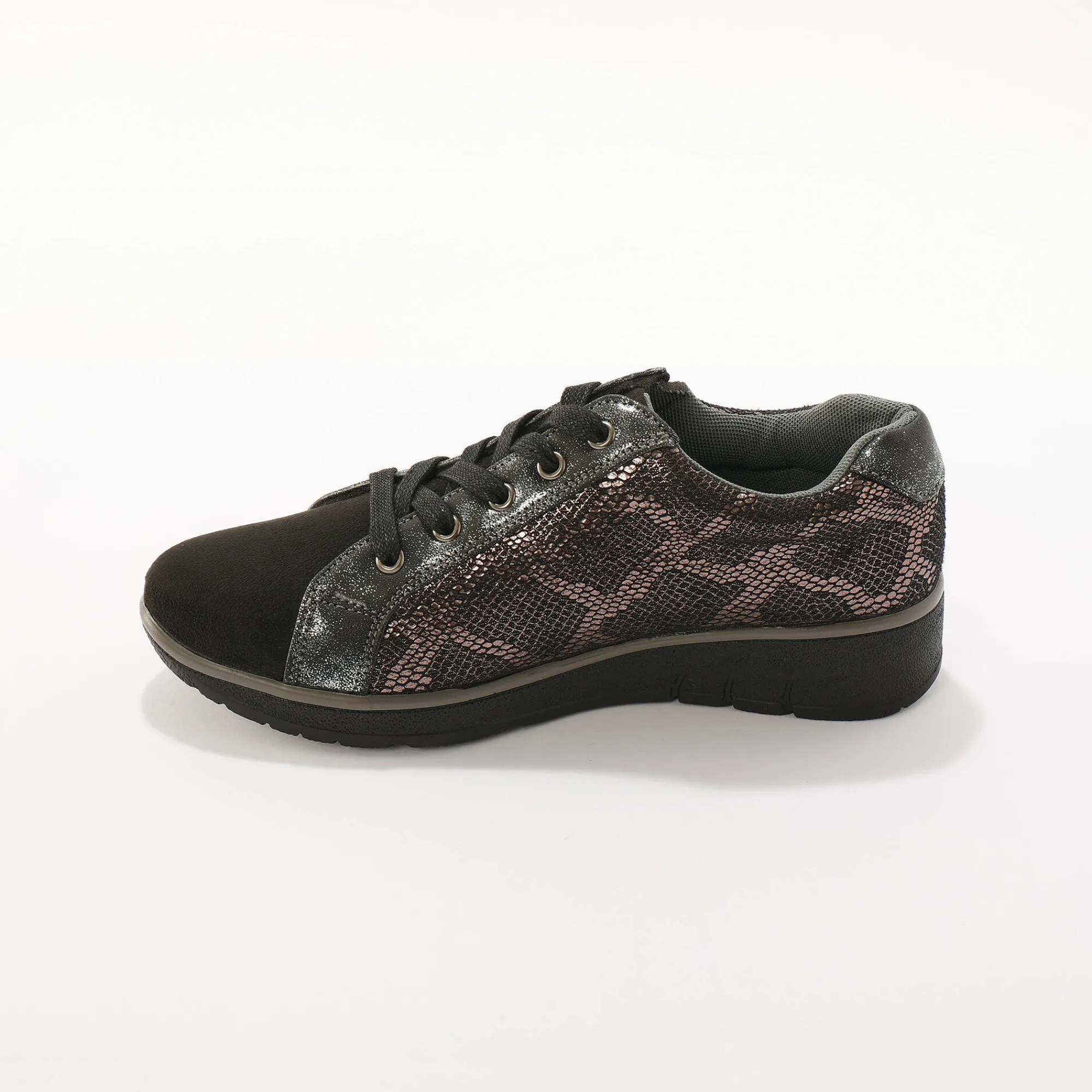 Baskets En Sneakers|Schoenen<Blancheporte Sneakers met sleehak, fantasiemotief en suedine zwart
