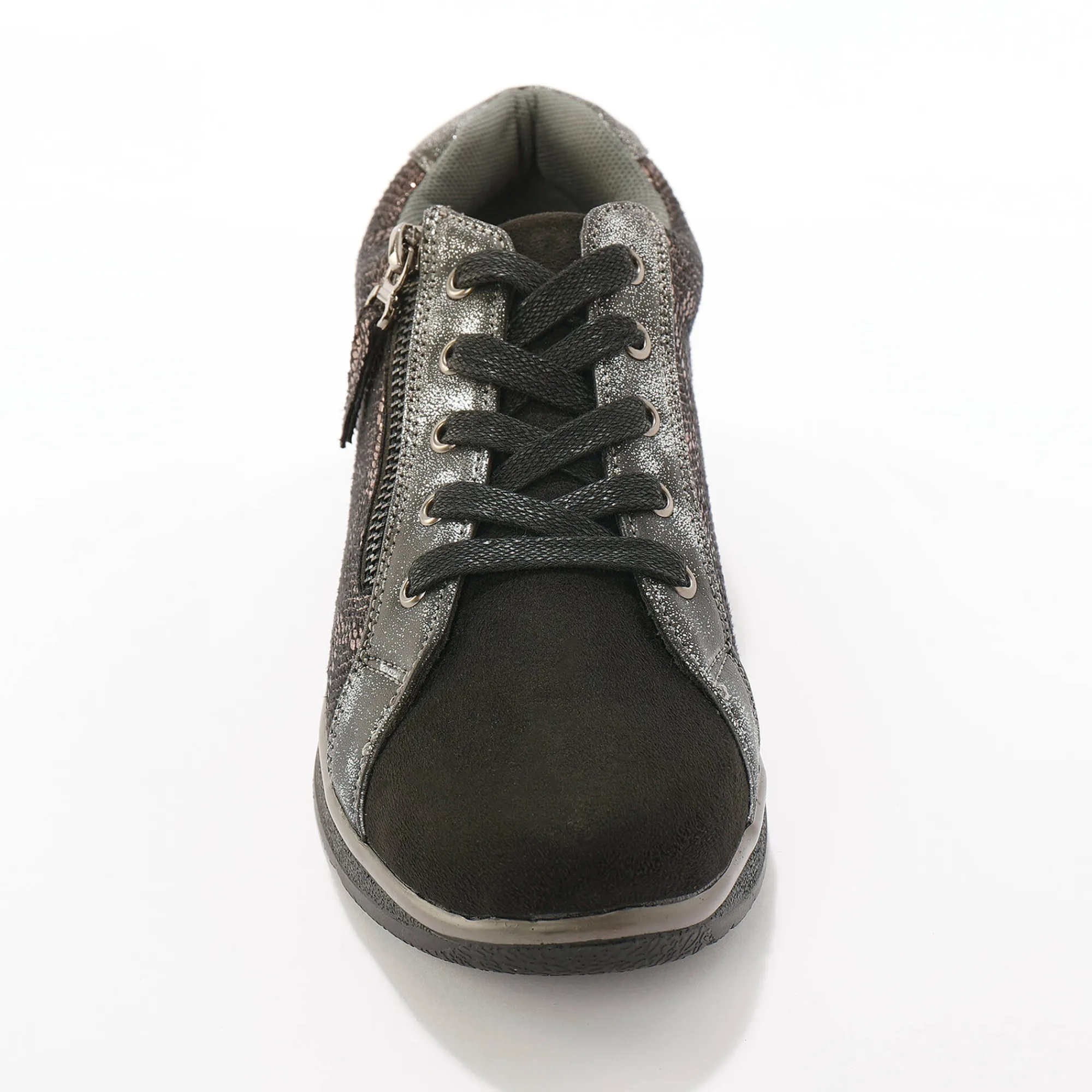 Baskets En Sneakers|Schoenen<Blancheporte Sneakers met sleehak, fantasiemotief en suedine zwart