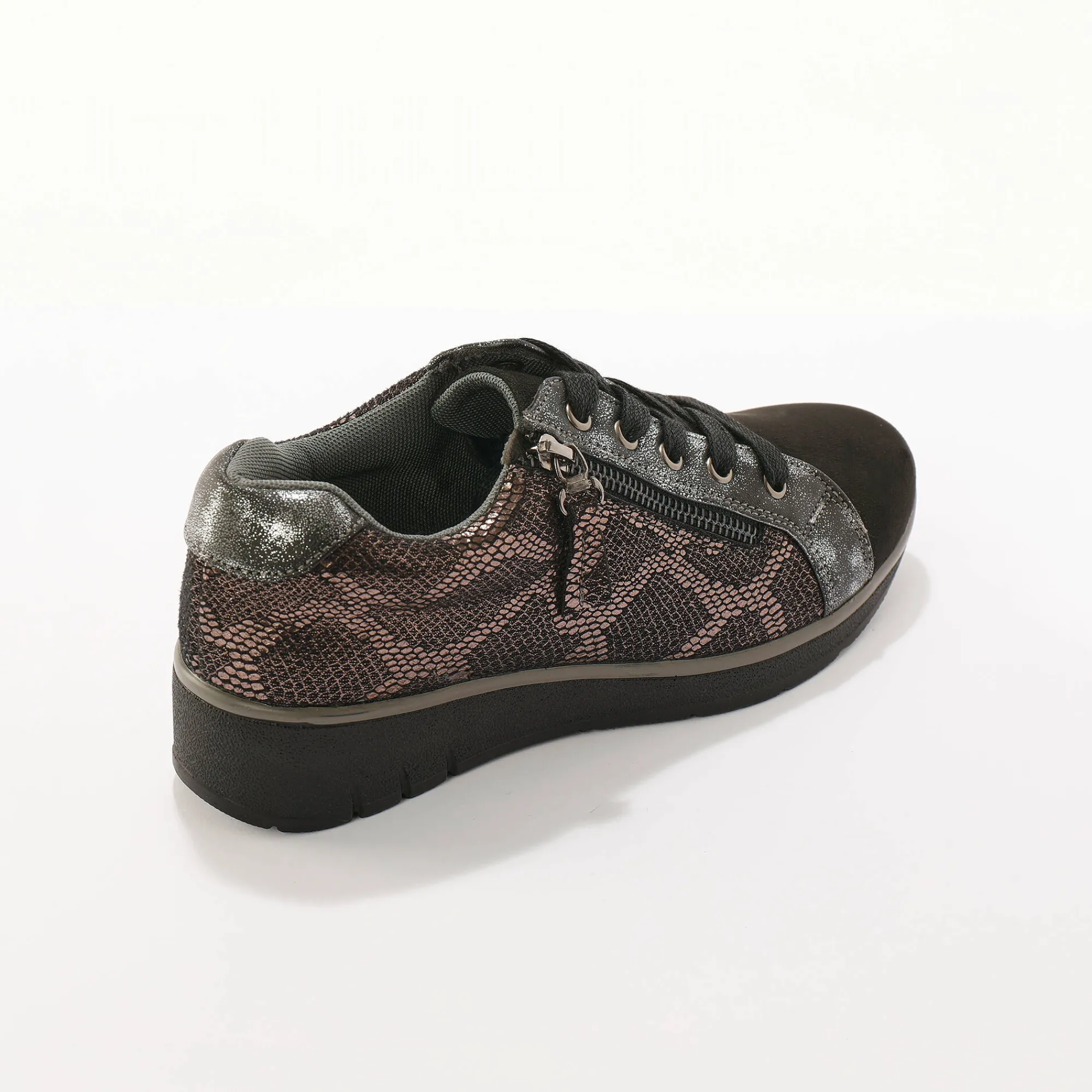 Baskets En Sneakers|Schoenen<Blancheporte Sneakers met sleehak, fantasiemotief en suedine zwart