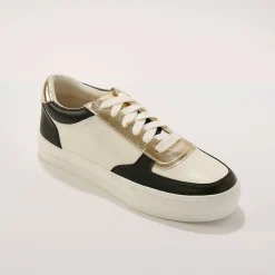 Baskets En Sneakers|Schoenen<Blancheporte Sneakers met veters zwart / goudkleurig