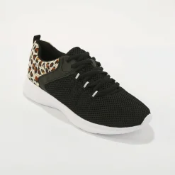 Baskets En Sneakers|Schoenen<Blancheporte Sneakers met veters en dierenhuidprint zwart