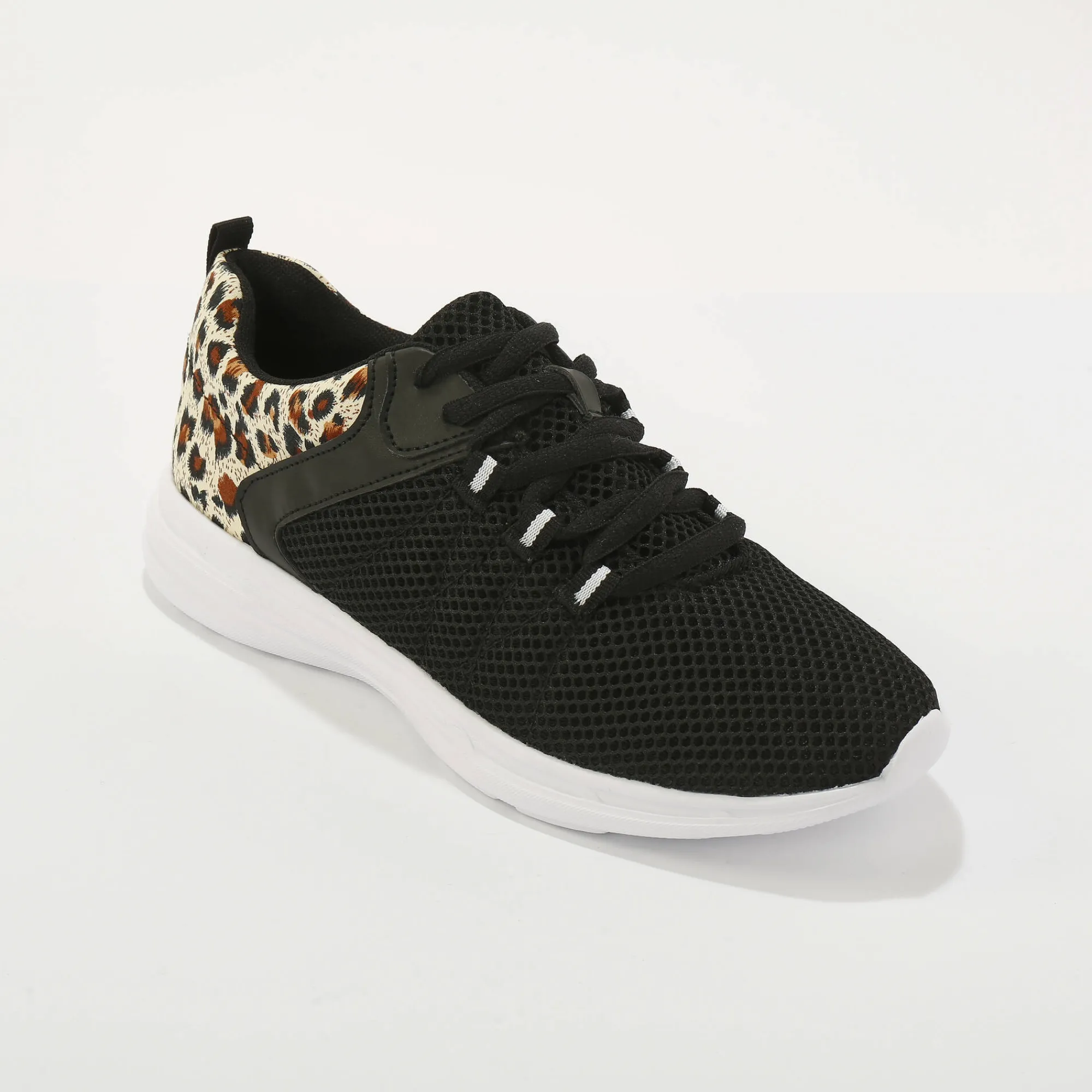 Baskets En Sneakers|Schoenen<Blancheporte Sneakers met veters en dierenhuidprint zwart