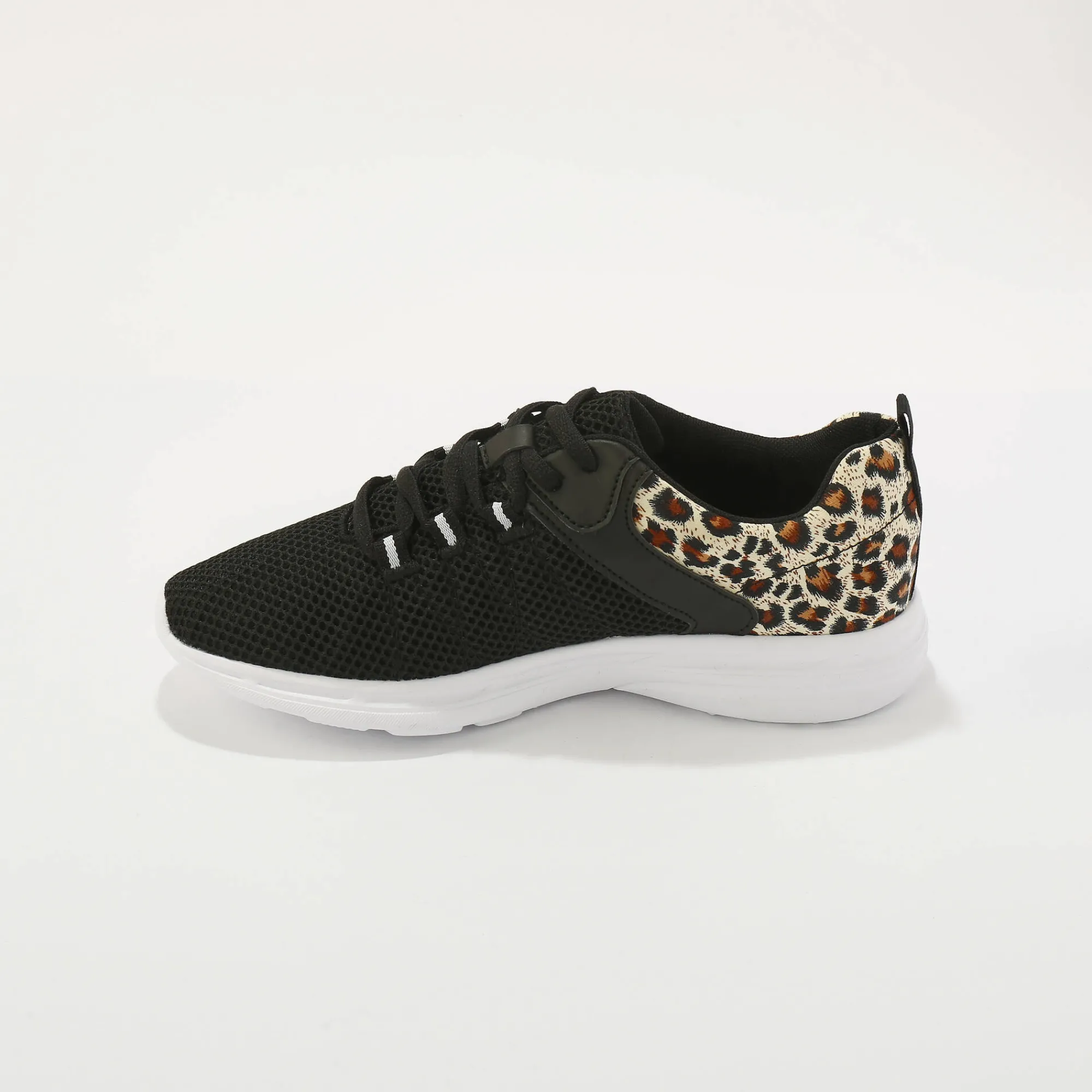 Baskets En Sneakers|Schoenen<Blancheporte Sneakers met veters en dierenhuidprint zwart