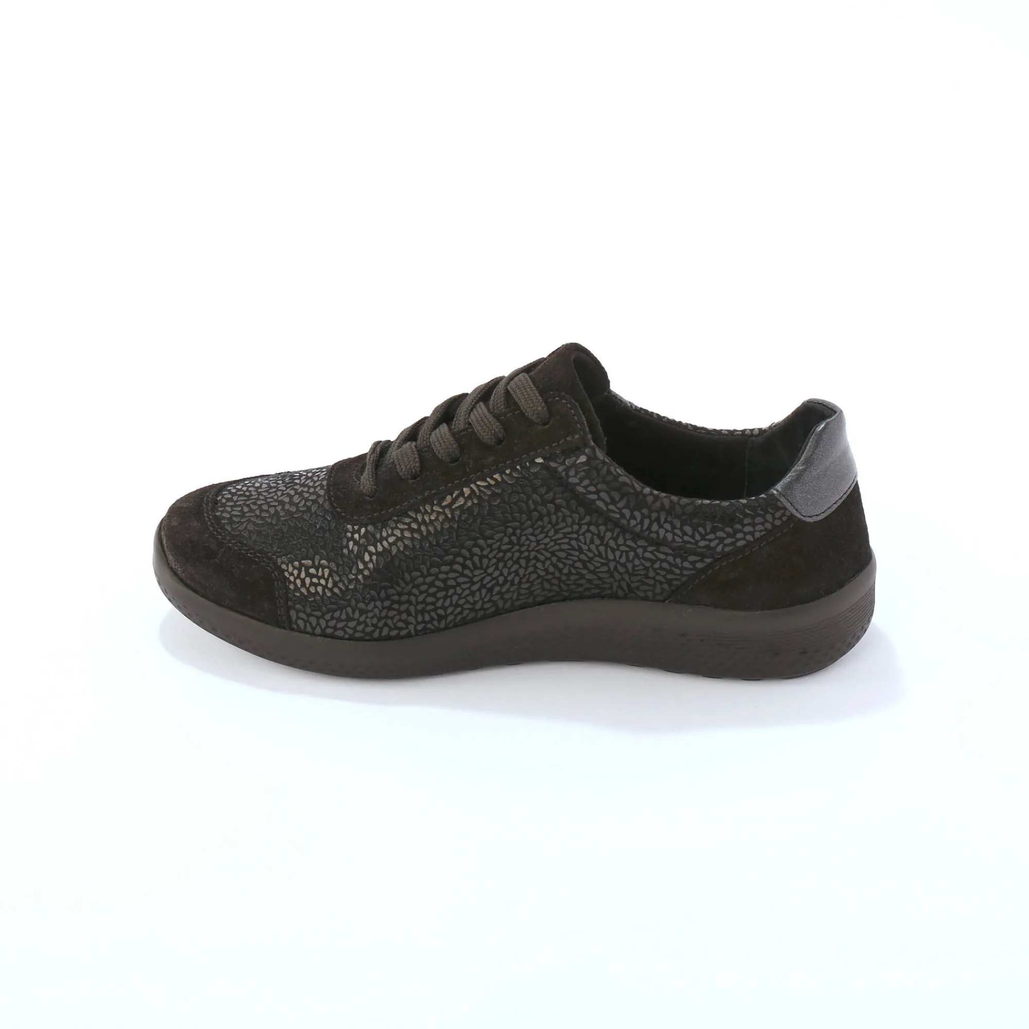 Baskets En Sneakers|Schoenen<Blancheporte Sneakers met veters en rits, in leer met rekbare pasjes zwart
