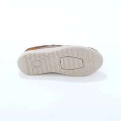 Baskets En Sneakers|Schoenen<Blancheporte Sneakers met veters en rits, in leer met rekbare pasjes taupe