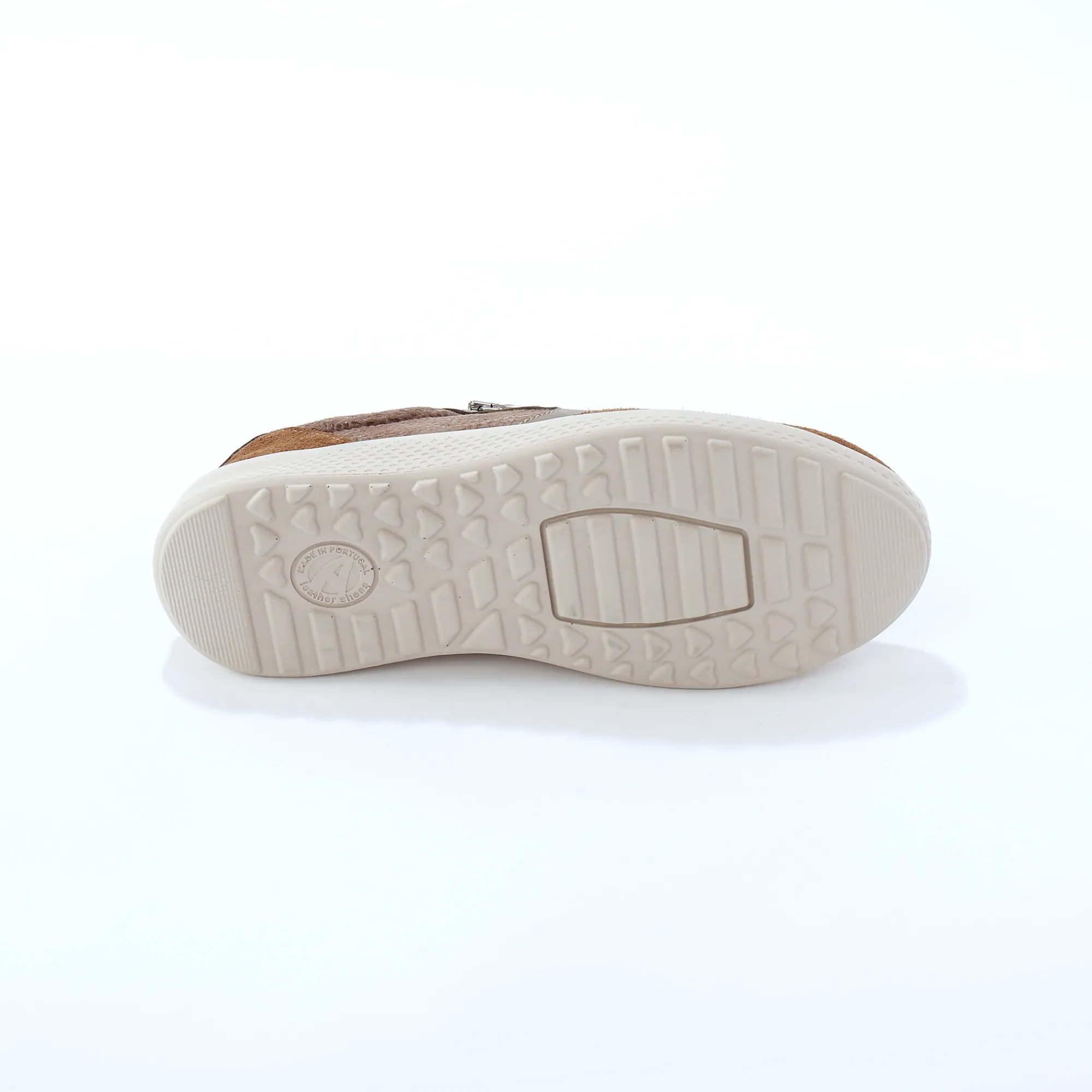 Baskets En Sneakers|Schoenen<Blancheporte Sneakers met veters en rits, in leer met rekbare pasjes taupe