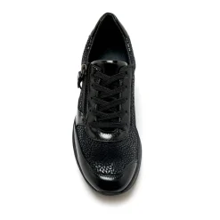 Baskets En Sneakers|Schoenen<PédiConfort Sneakers met veters in leer en rekbare stof, sleehakje zwart