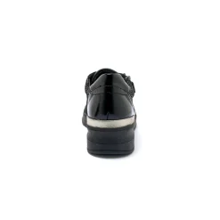 Baskets En Sneakers|Schoenen<PédiConfort Sneakers met veters in leer en rekbare stof, sleehakje zwart