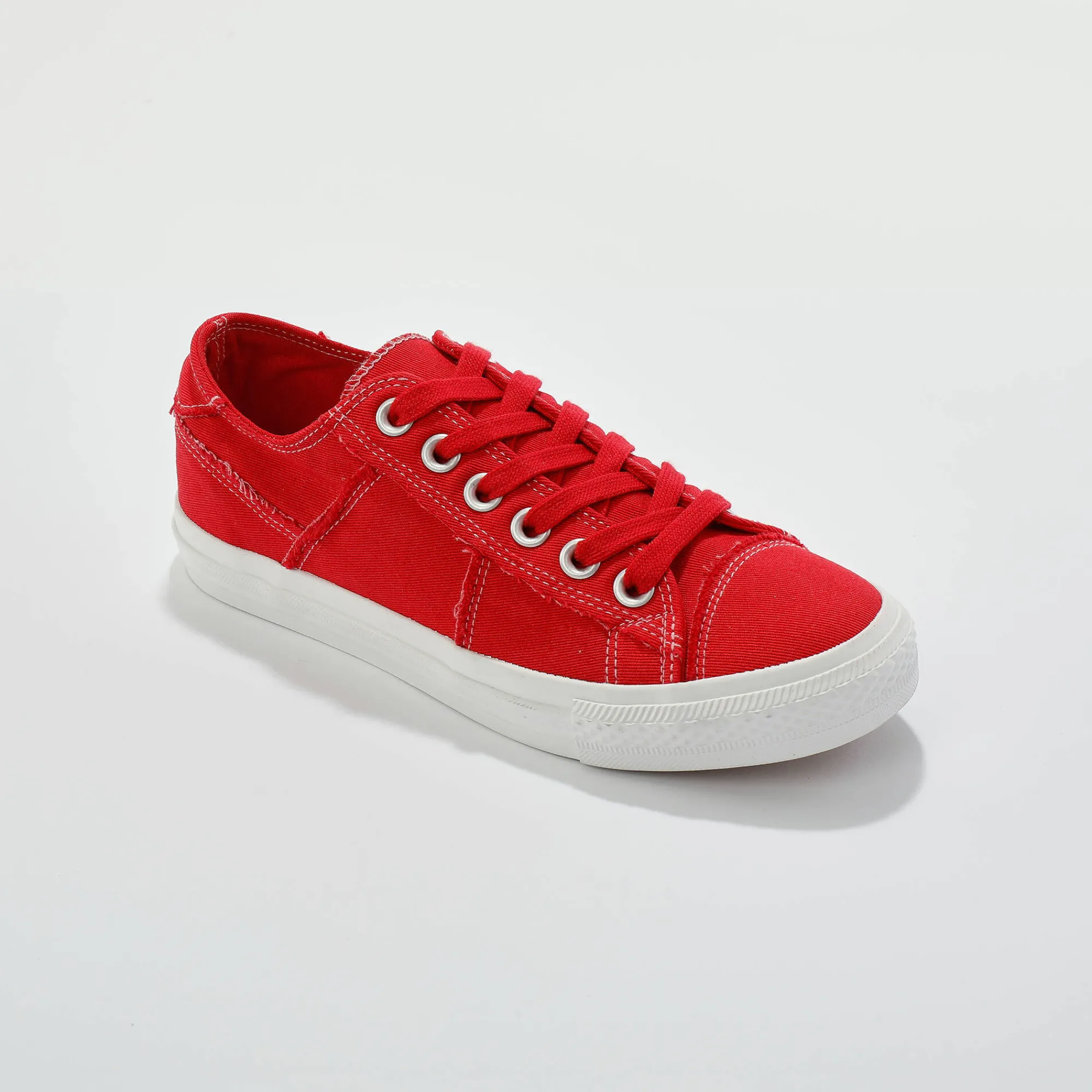 Baskets En Sneakers|Schoenen<Blancheporte Sneakers met veters, verwassen canvas met sierstiksel rood