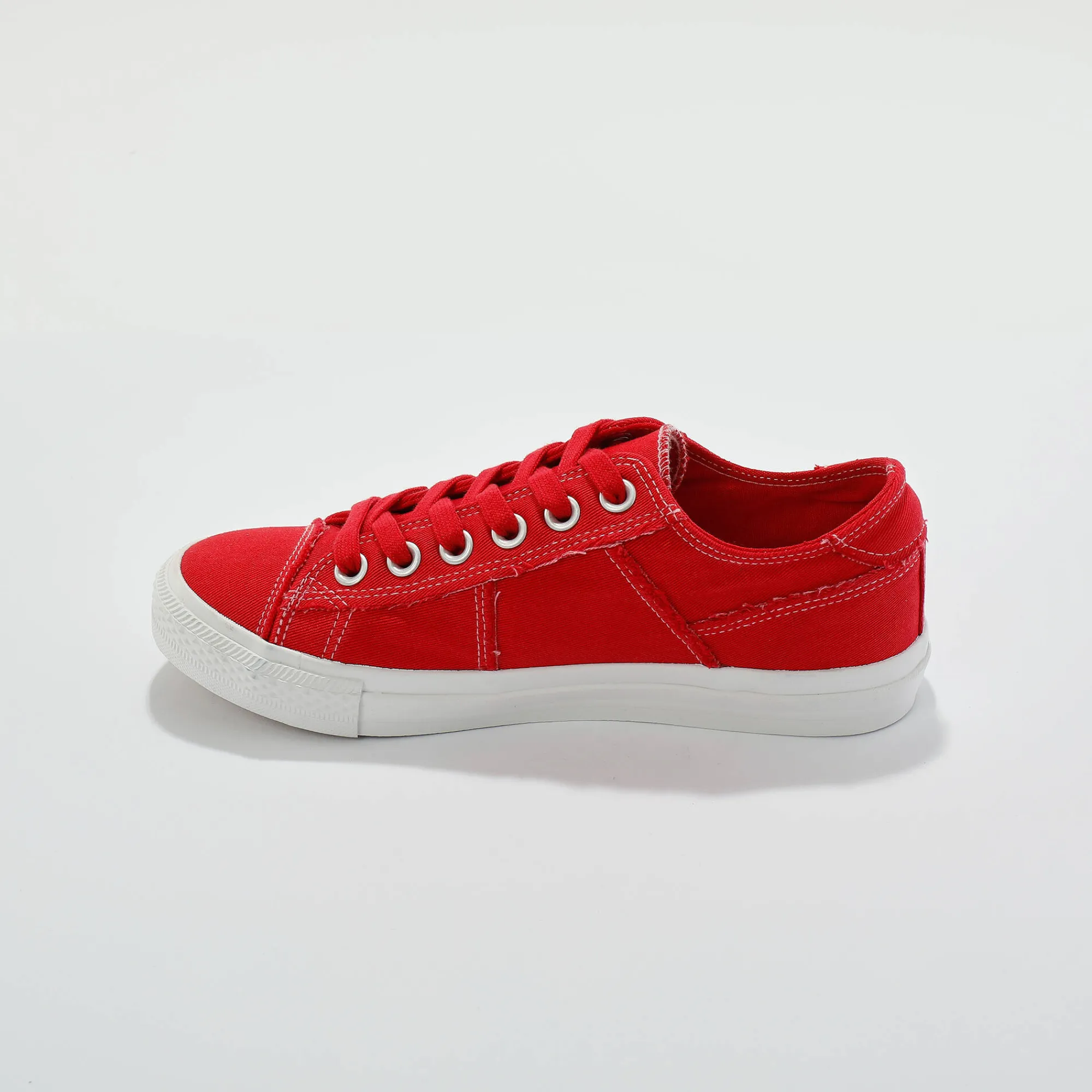 Baskets En Sneakers|Schoenen<Blancheporte Sneakers met veters, verwassen canvas met sierstiksel rood