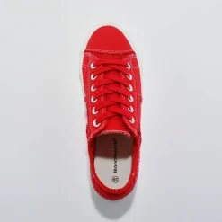 Baskets En Sneakers|Schoenen<Blancheporte Sneakers met veters, verwassen canvas met sierstiksel rood