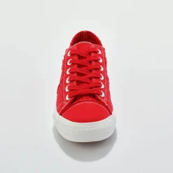 Baskets En Sneakers|Schoenen<Blancheporte Sneakers met veters, verwassen canvas met sierstiksel rood
