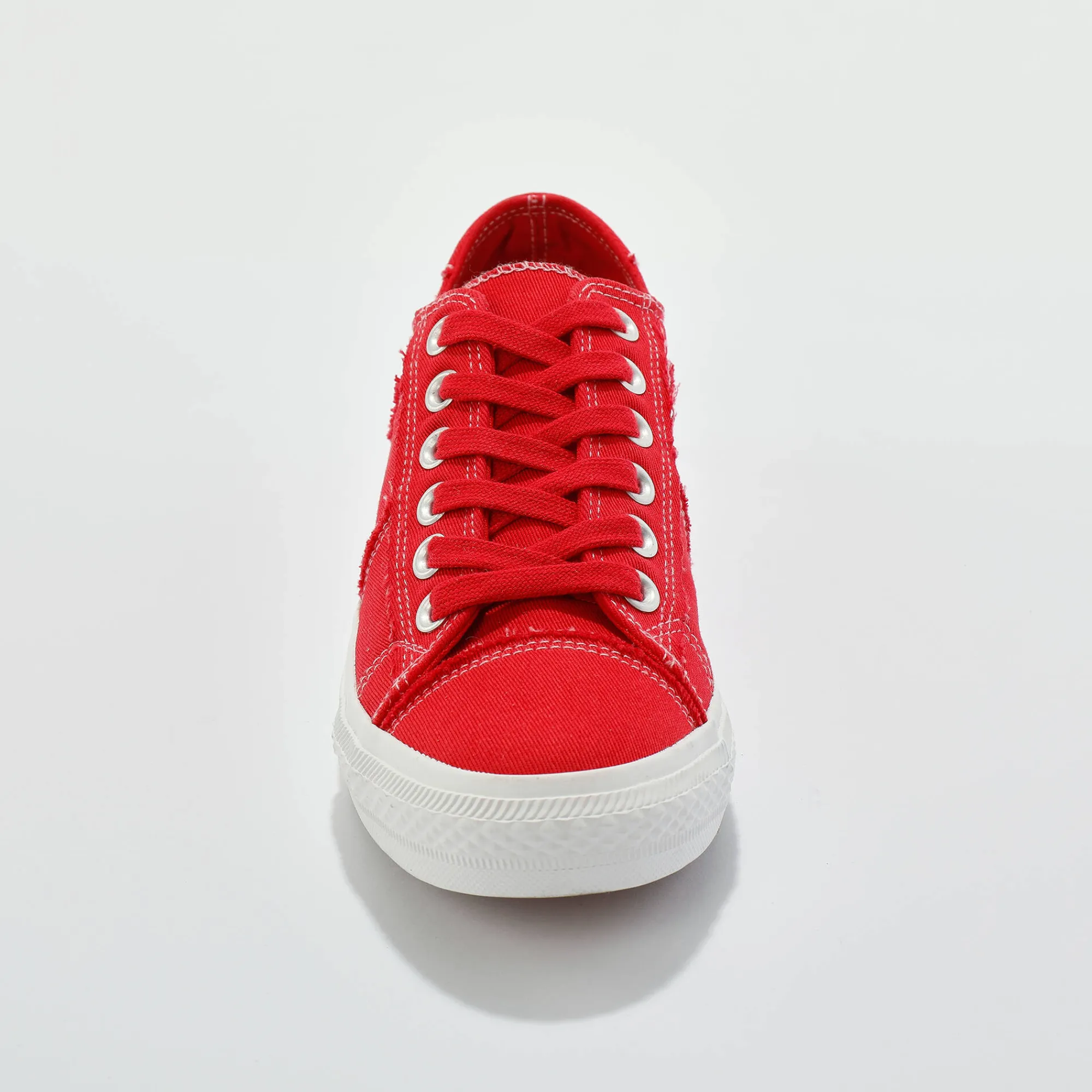 Baskets En Sneakers|Schoenen<Blancheporte Sneakers met veters, verwassen canvas met sierstiksel rood