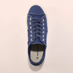 Baskets En Sneakers|Schoenen<Blancheporte Sneakers met veters, verwassen canvas met sierstiksel blauw