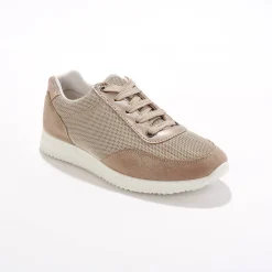 Baskets En Sneakers|Schoenen<Blancheporte Sneakers met veters, voor gevoelige voeten, rekbaar materiaal - glanzend beige