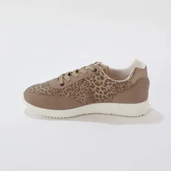 Baskets En Sneakers|Schoenen<Blancheporte Sneakers met veters, voor gevoelige voeten, rekbaar materiaal - glanzend taupe / beige