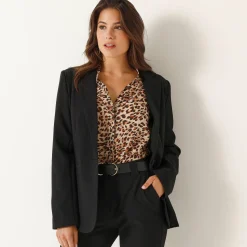 Feestoutfits Dames|Jas En Mantel<Blancheporte Soepel blazerjasje, lange mouwen zwart