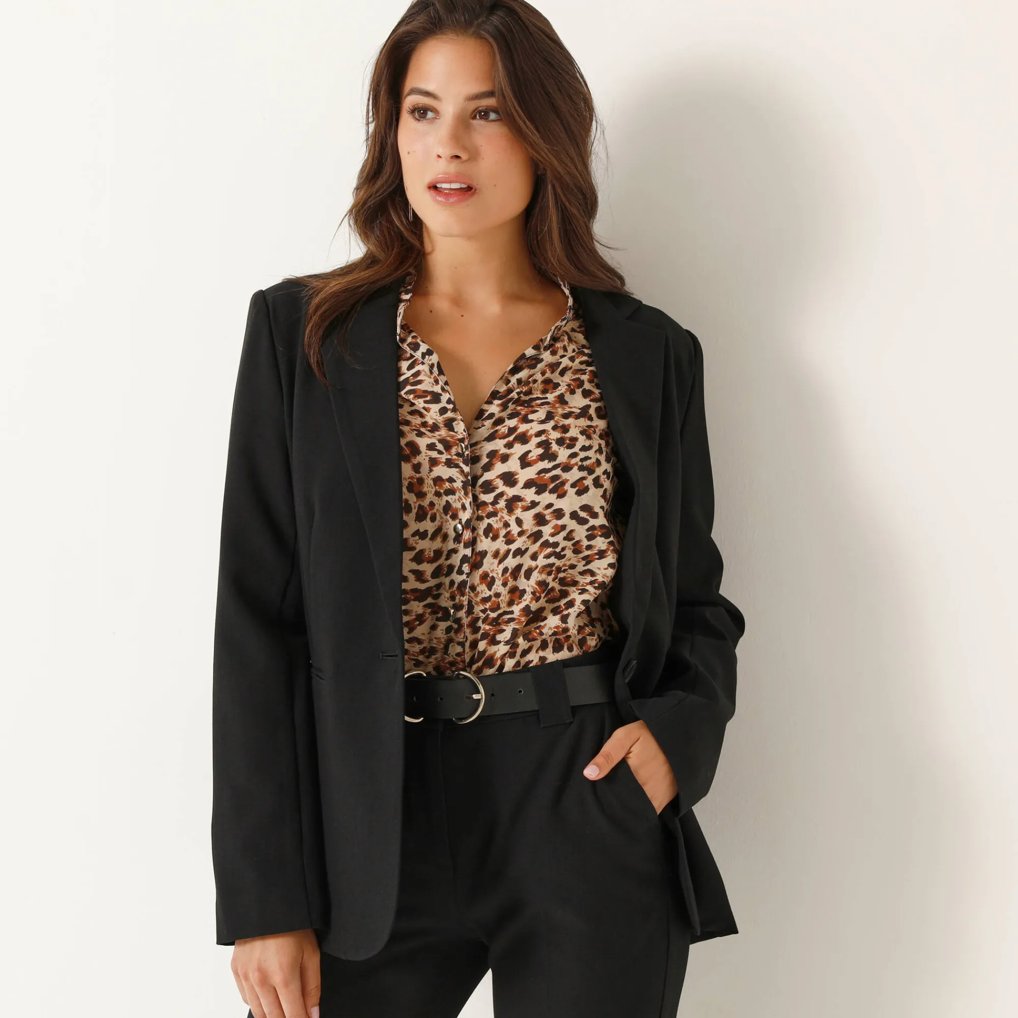 Feestoutfits Dames|Jas En Mantel<Blancheporte Soepel blazerjasje, lange mouwen zwart