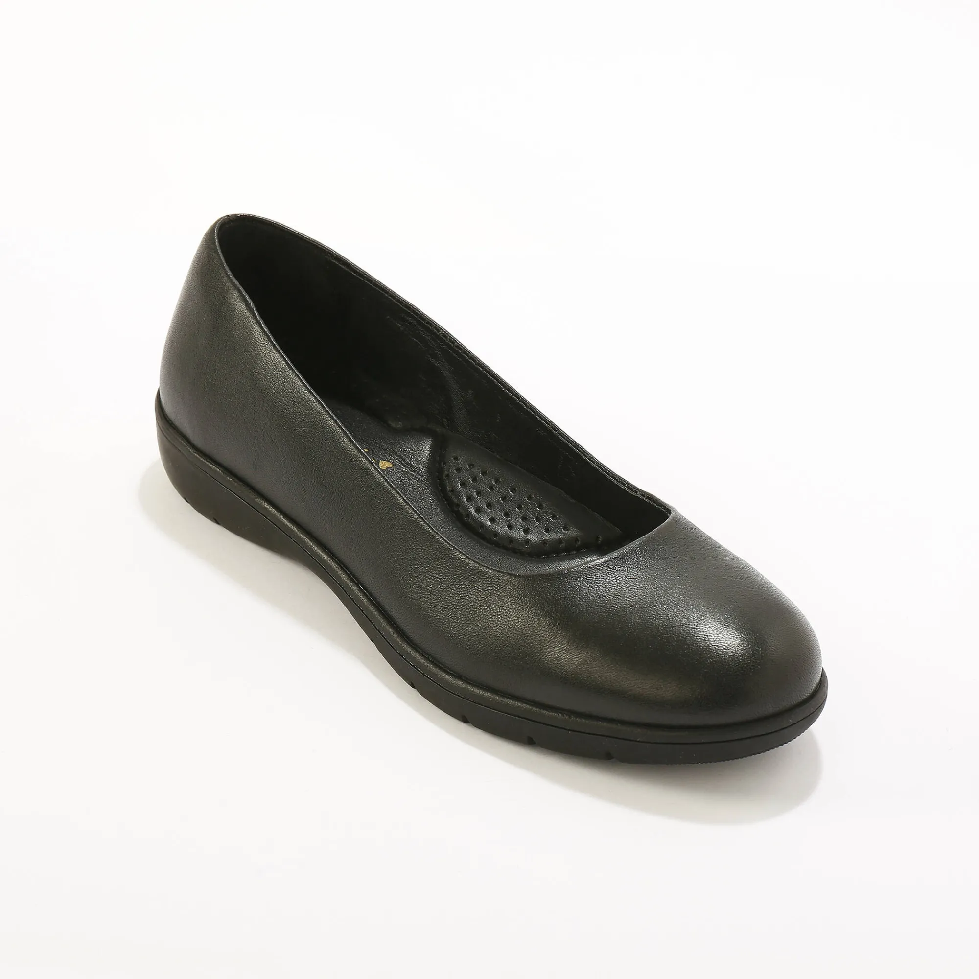 Ballerina's|Schoenen<Blancheporte Soepele ballerina's in glad leer met sleehak zwart