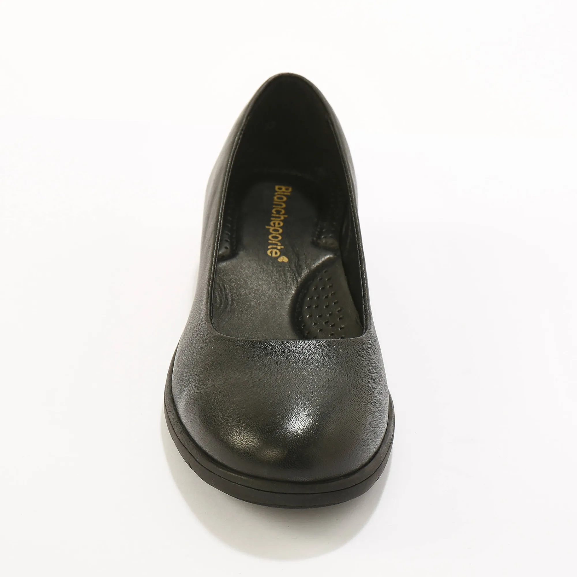 Ballerina's|Schoenen<Blancheporte Soepele ballerina's in glad leer met sleehak zwart
