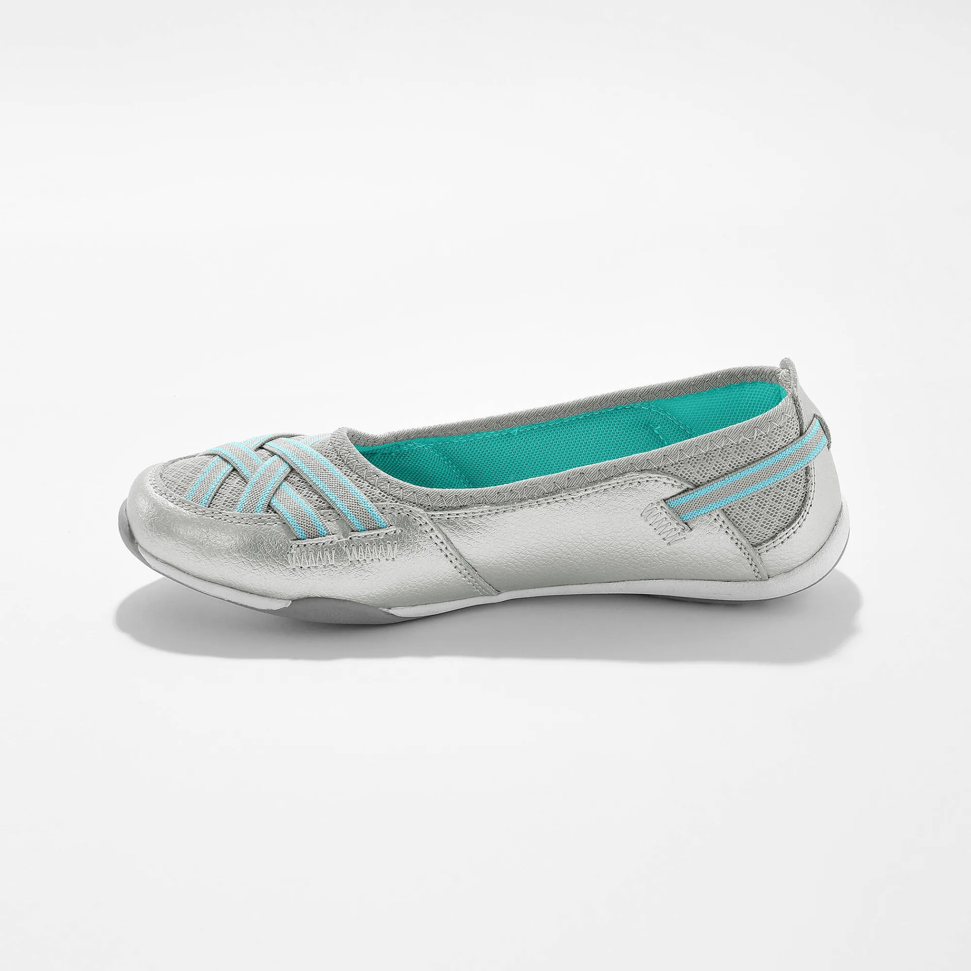 Ballerina's|Schoenen<Blancheporte Soepele ballerina's in leer zilverkleurig