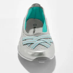 Ballerina's|Schoenen<Blancheporte Soepele ballerina's in leer zilverkleurig