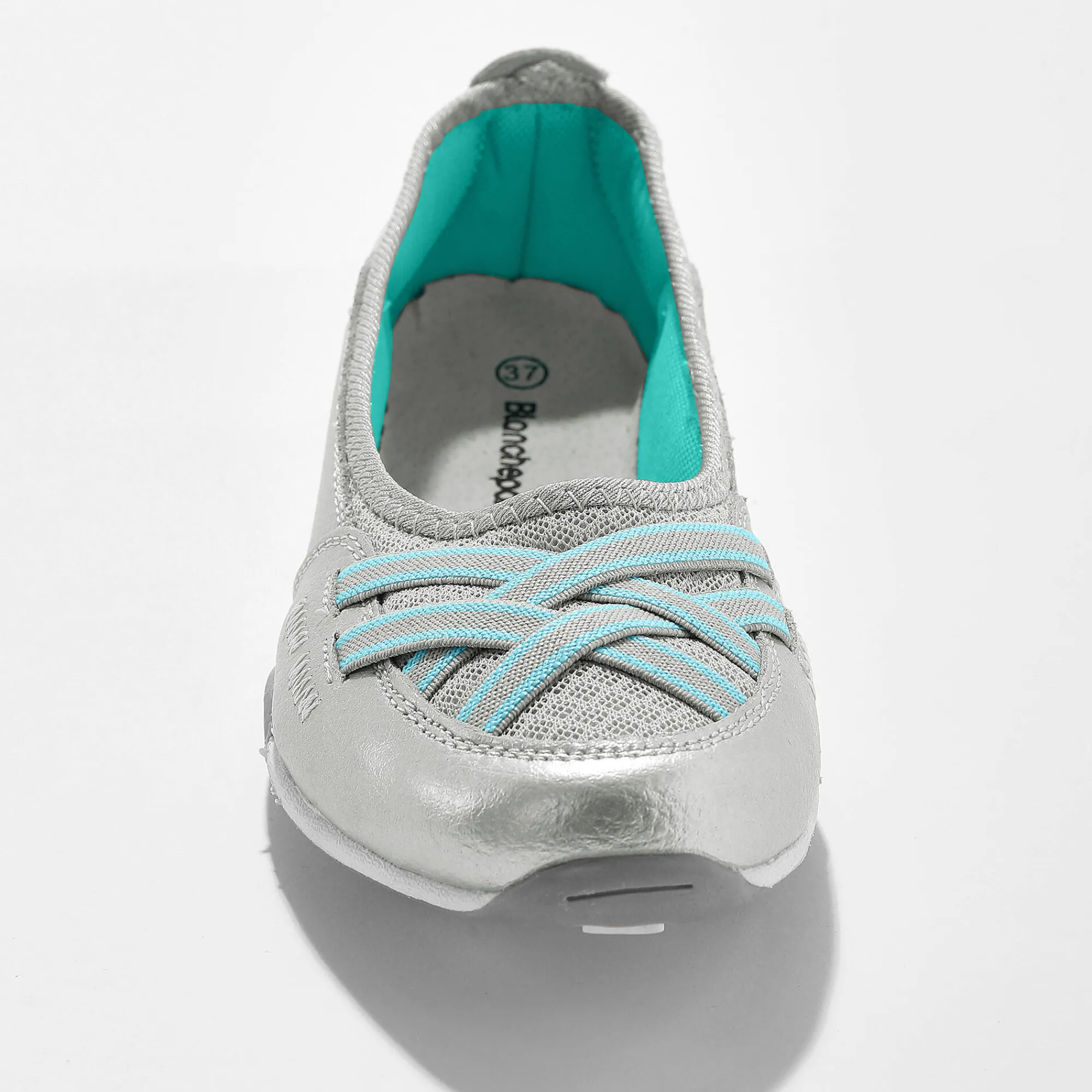 Ballerina's|Schoenen<Blancheporte Soepele ballerina's in leer zilverkleurig