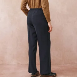 Broek<Blancheporte Soepele broek met knooppandeffect marine
