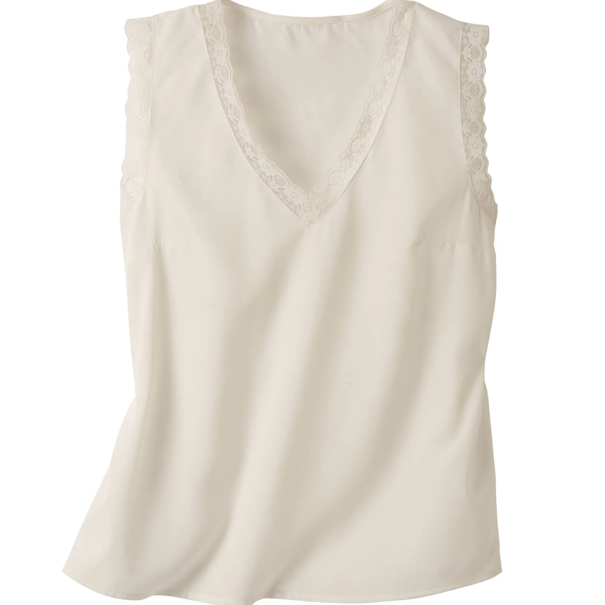 Feestoutfits Dames|Bloes En Tuniek<Blancheporte Soepele caraco met V-hals en kant, crêpe van gerecycleerd polyester** gebroken wit