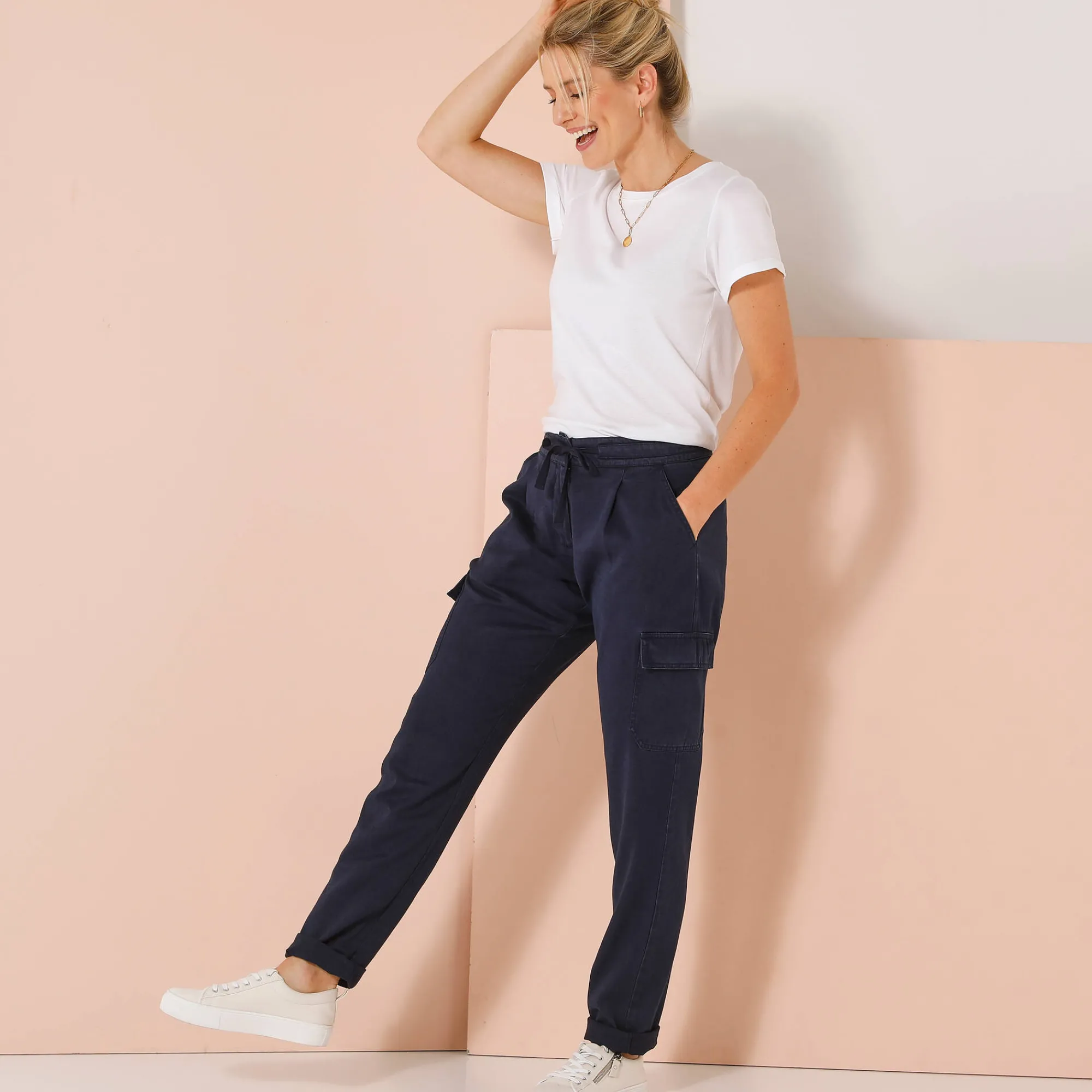 Broek<Blancheporte Soepele cargobroek marine