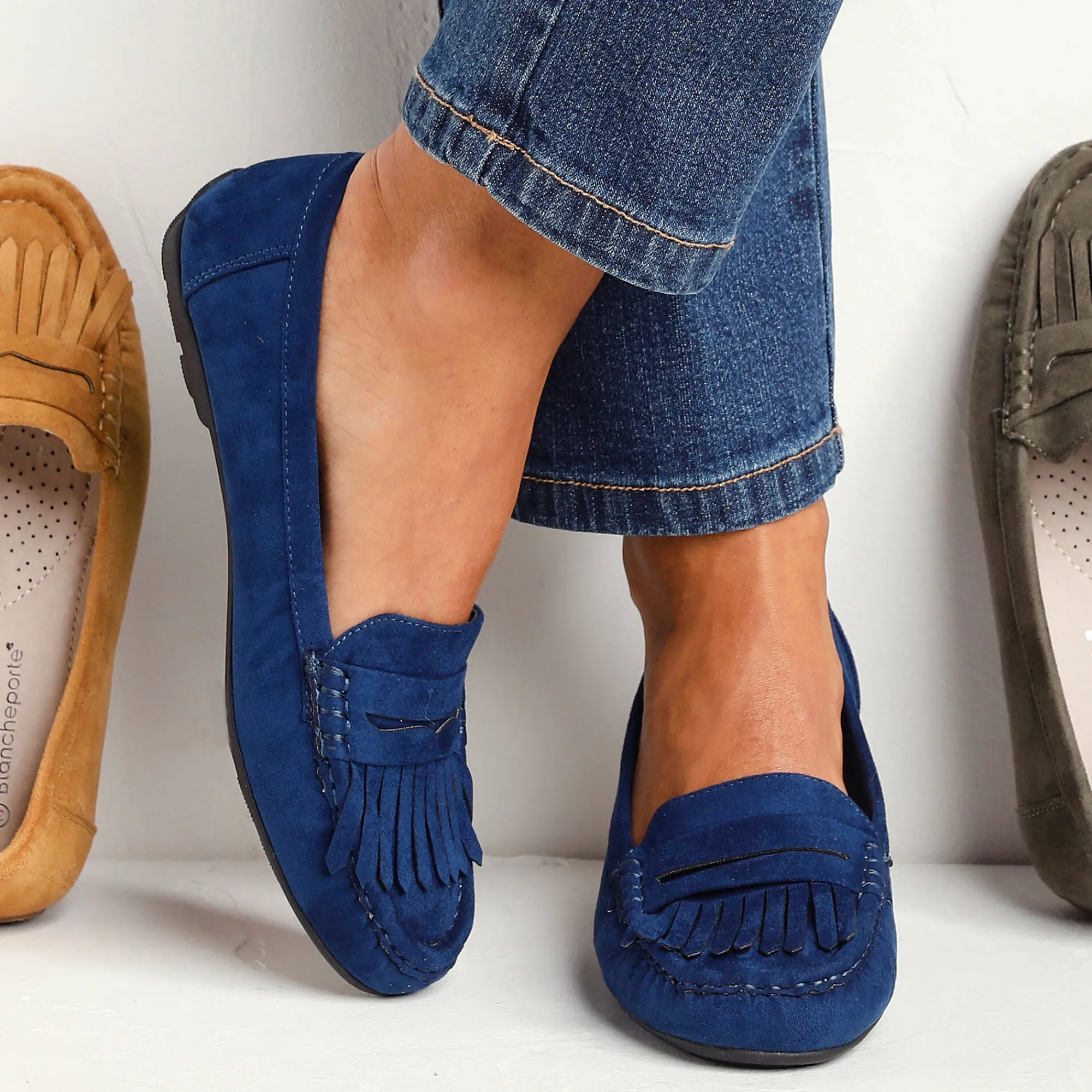 Derby's En Mocassins|Schoenen<Blancheporte Soepele mocassins in microvezeltextiel marine