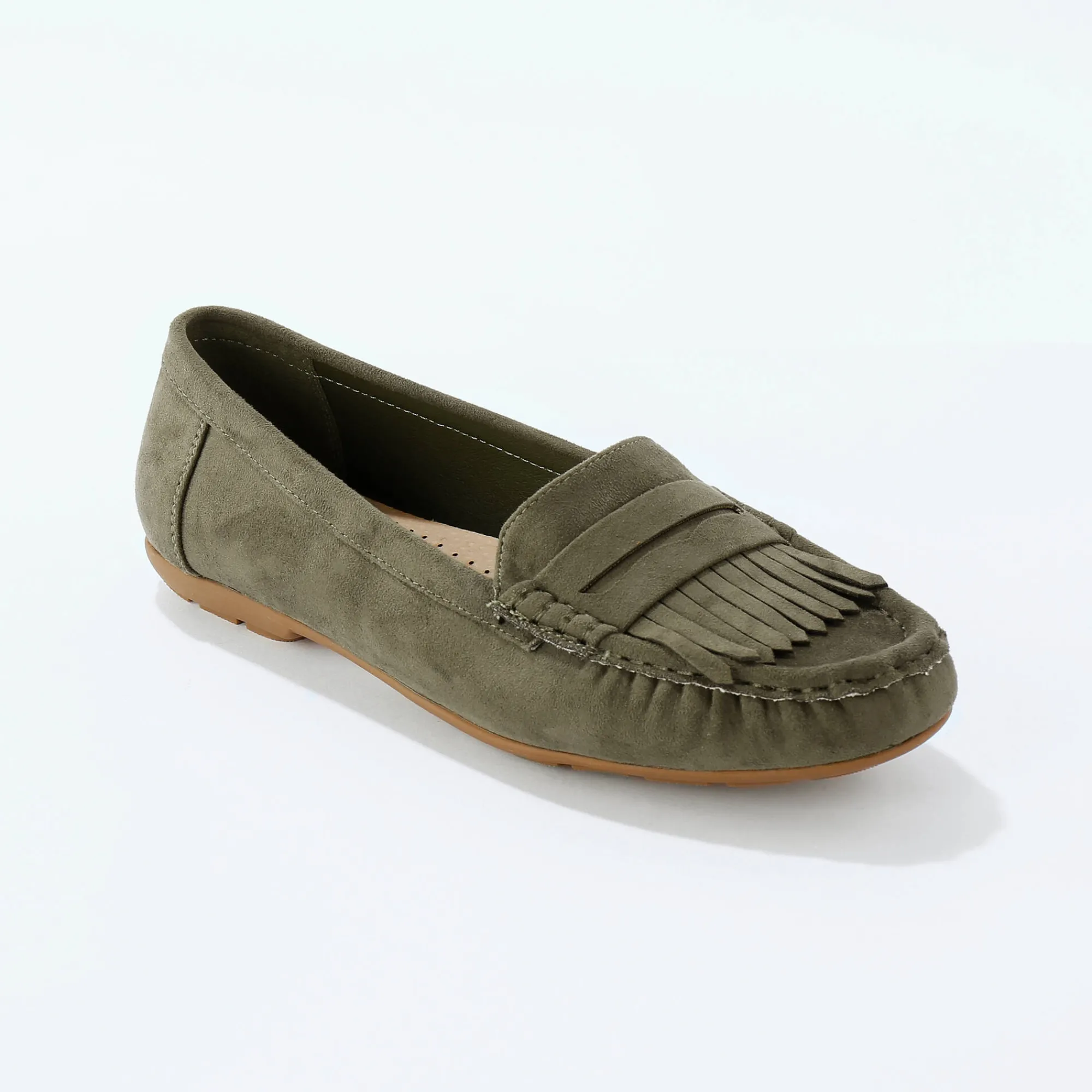 Derby's En Mocassins|Schoenen<Blancheporte Soepele mocassins in microvezeltextiel kaki
