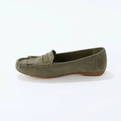 Derby's En Mocassins|Schoenen<Blancheporte Soepele mocassins in microvezeltextiel kaki