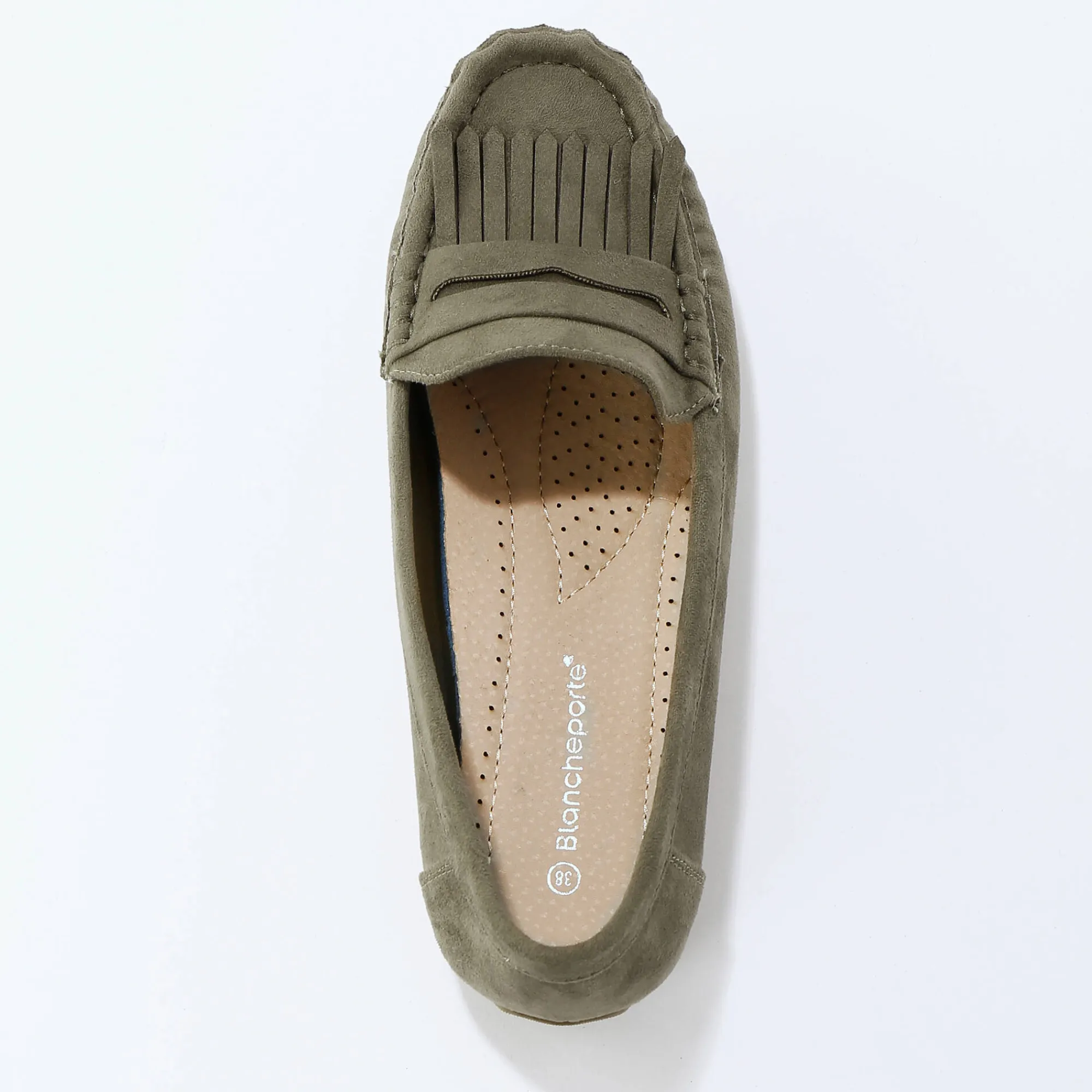 Derby's En Mocassins|Schoenen<Blancheporte Soepele mocassins in microvezeltextiel kaki