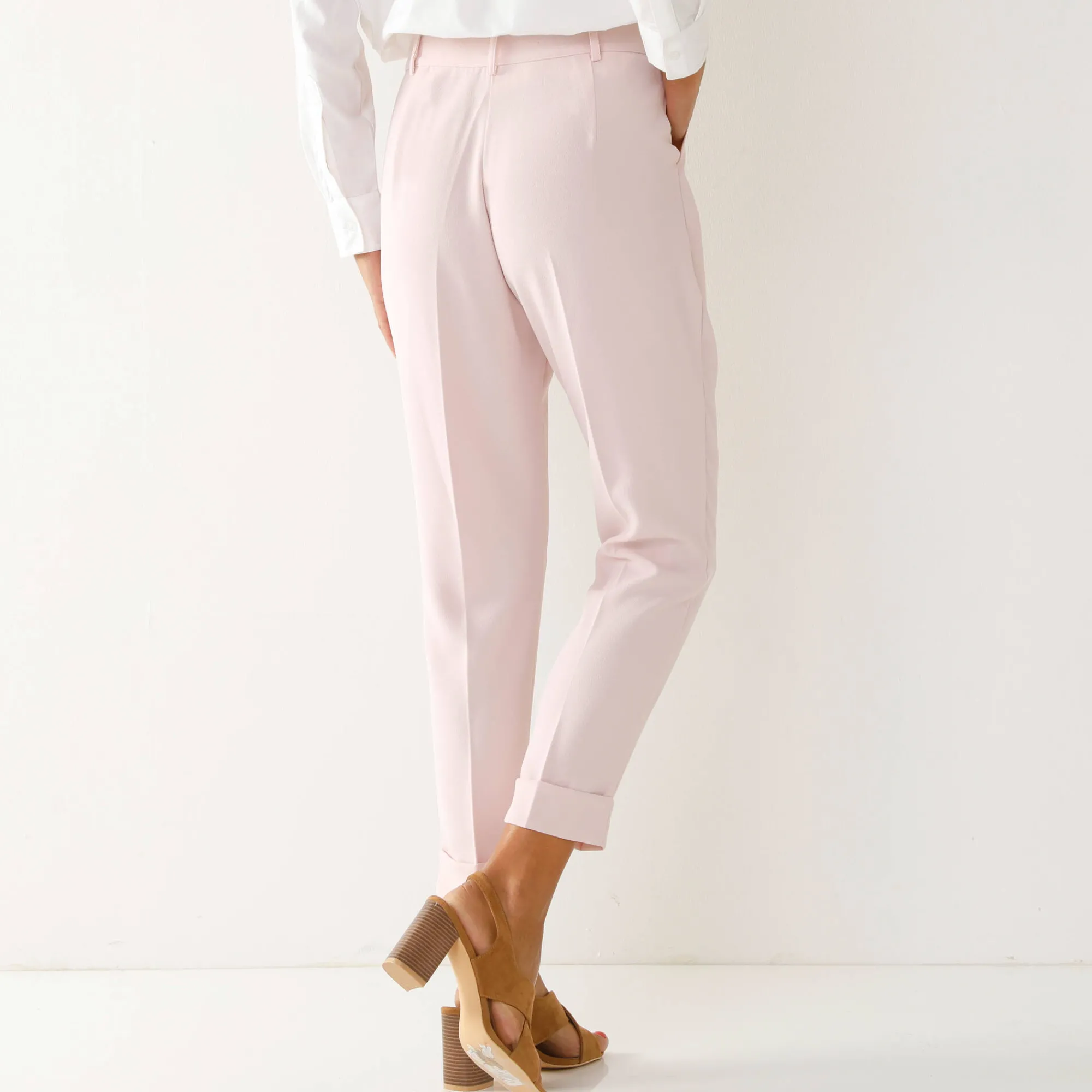 Broek<Blancheporte Soepele, nauwsluitende 7/8-broek poederroze