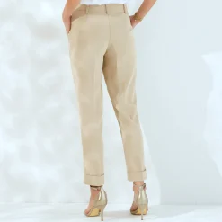 Broek<Blancheporte Soepele, nauwsluitende 7/8-broek beige