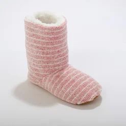 Sloffen|Sloffen<Blancheporte Soepele pantoffellaarsjes gevoerd met imitatiebont - gestreept roze