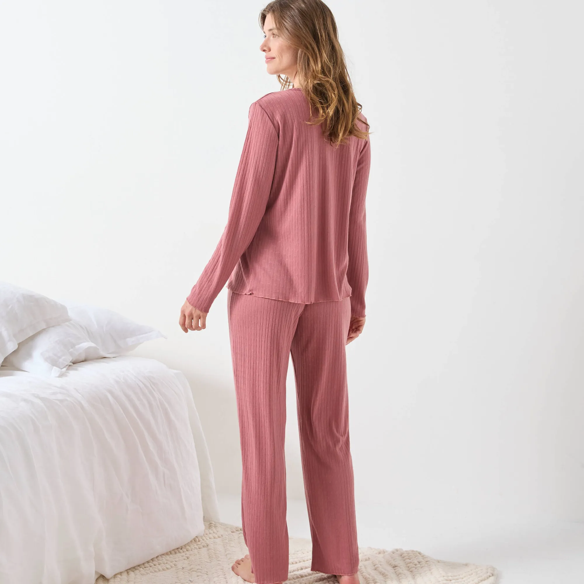 Pyjama<Blancheporte Soepele pyjama in textuurtricot rozenhout